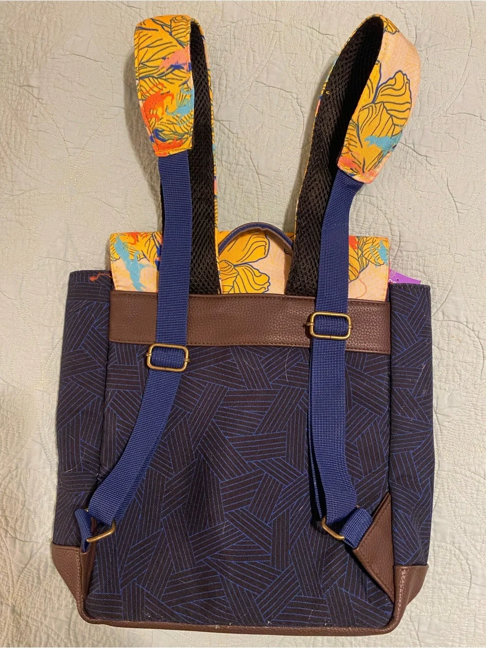 Marvel Floral Wakanda Forever Backpack - Yellow, Navy & Brown